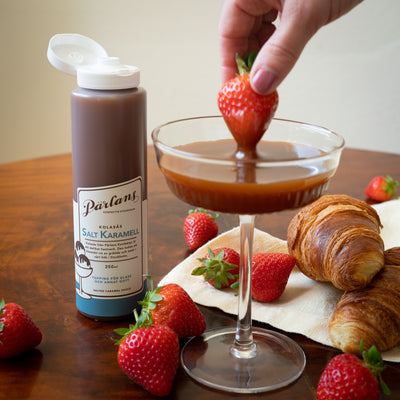 Our delicious caramel sauce in a handy squeeze bottle. Drizzle this glory over ice-cream or your other favourite desserts.<br><br>SALTED CARAMEL –Impossibly creamy and buttery, this sauce epitomises the glory of caramel. With a generous pinch of sea salt that tastes like more-more-more.