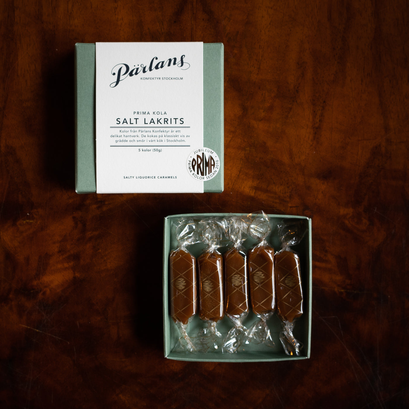 A neat box of smooth and buttery caramels, enticingly wrapped in cellophane. What’s not to love?<br><br>SALTY LIQUORICE – Creamy, sweet and salmiak salty! Some call salty liquorice ‘the most disgusting sweet ever’. We call salmiak an acquired taste for true connoisseurs. Odd, exotic and wildly addictive.